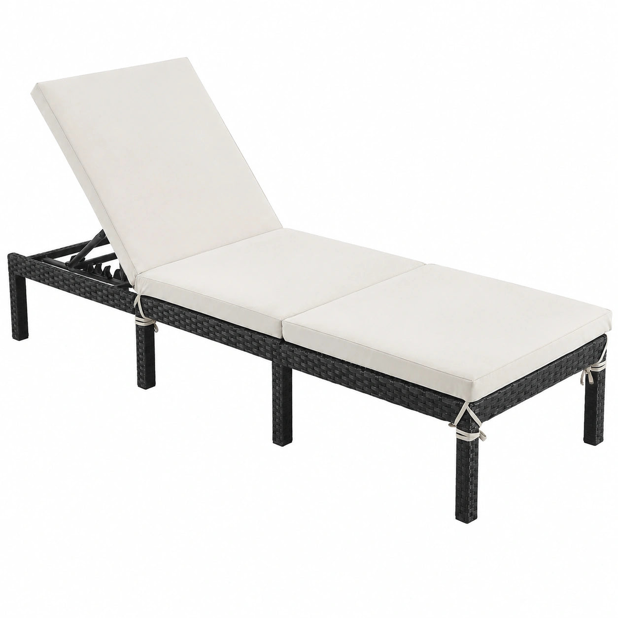 Lettino Prendisole in Rattan Sintetico con Materasso Morbido 5 cm, Schienale Regolabile, Portata 150 kg, Ideale per Giardino e Terrazzo, Beige