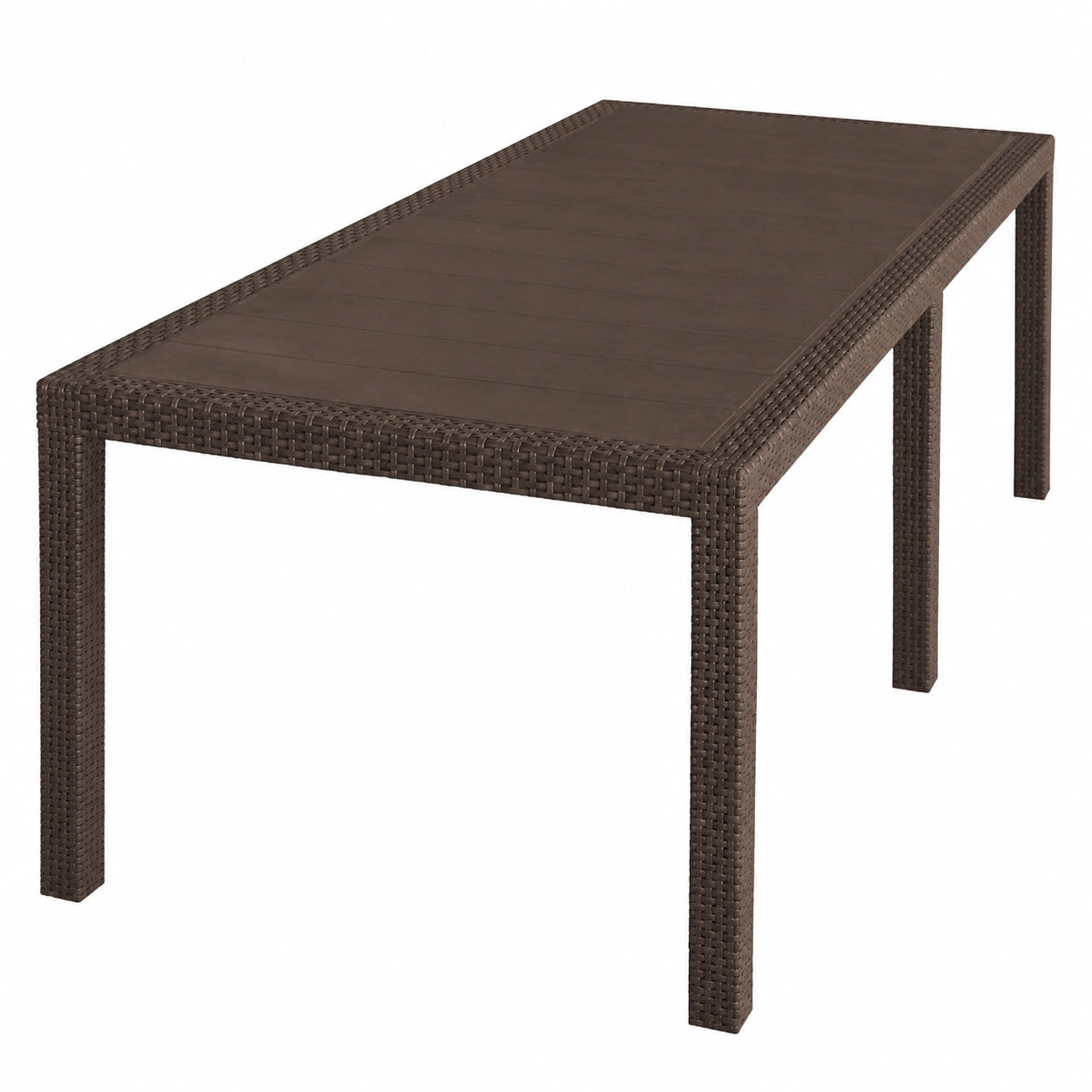 Tavolo rettangolare estensibile effetto rattan marrone 220x90x72 cm per esterno