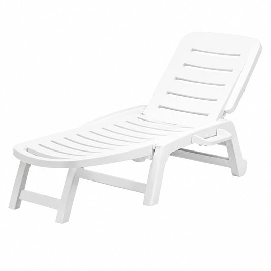 Lettino da Spiaggia Eco, Materiale Riciclato, 147x64x89 cm, Bianco