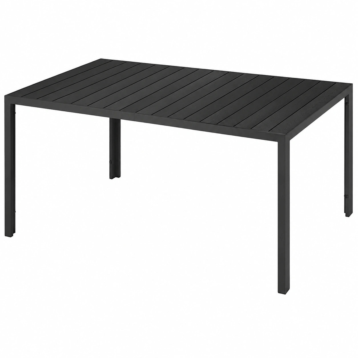 Tavolo da Giardino Rettangolare in Alluminio con Effetto Legno - Design Moderno, Altezza Regolabile, 150x90x74,5 cm - Nero