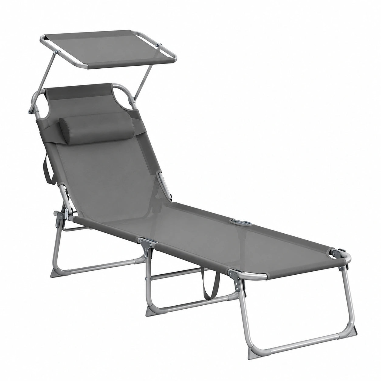 SONGMICS Lettini Sdraio Pieghevoli con Cuscini, 110 kg, Schienale Regolabile, per Terrazza e Balcone, Grigio