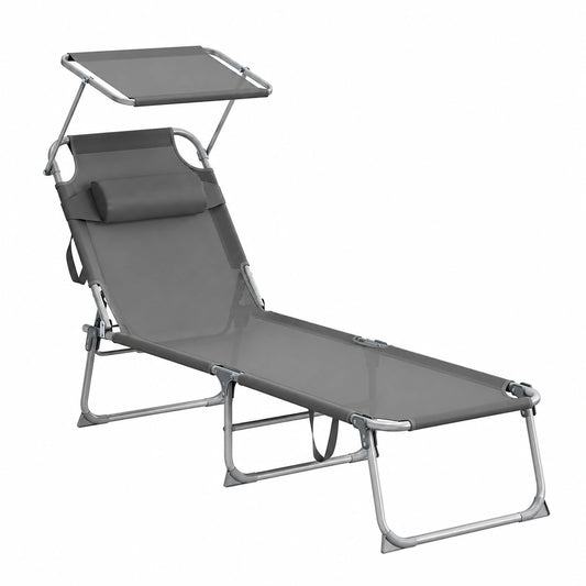 SONGMICS Lettini Sdraio Pieghevoli con Cuscini, 110 kg, Schienale Regolabile, per Terrazza e Balcone, Grigio