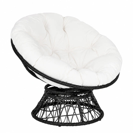 Cuscino Imbottito Impermeabile per Sedia Papasan, Sostituzione per Sedia Sospesa in Rattan, Bianco, 130x130 cm