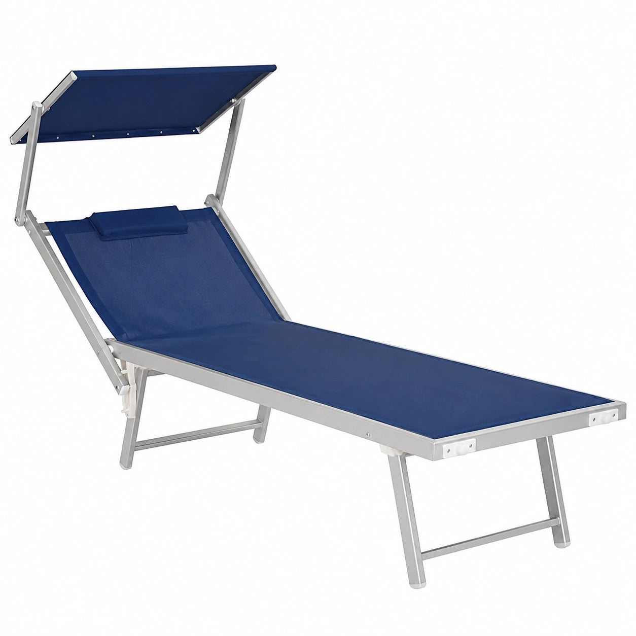 Coppia Lettini Sdraio Regolabili Blu per Spiaggia e Giardino, Dimensioni Versatili