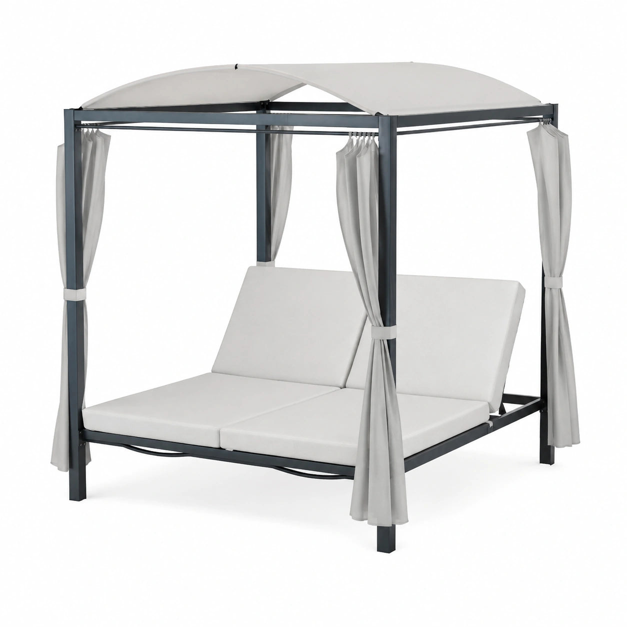 blumfeldt Oasi Solare XL - Doppio Lettino da Giardino, 2 Posti, Schienali Regolabili, Tenda Parasole, Struttura in Acciaio, Imbottitura Confortevole