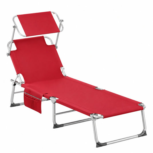 Lettino Prendisole Pieghevole Ibiza in Alluminio con Tettuccio, 190x59cm, Portata 150 Kg, Ideale per Mare e Giardino
